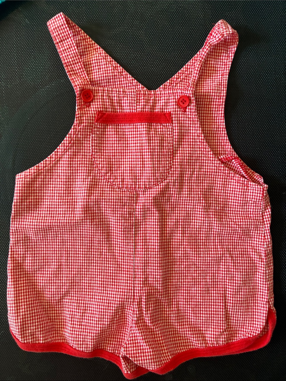 Absorba Red Gingham Short Overalls for Kids - Vintage